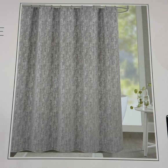 Rachel Zoe Luxury Gray Silver Chenille SHOWER CURTAIN Holidays Christmas Elegant - Picture 5 of 10